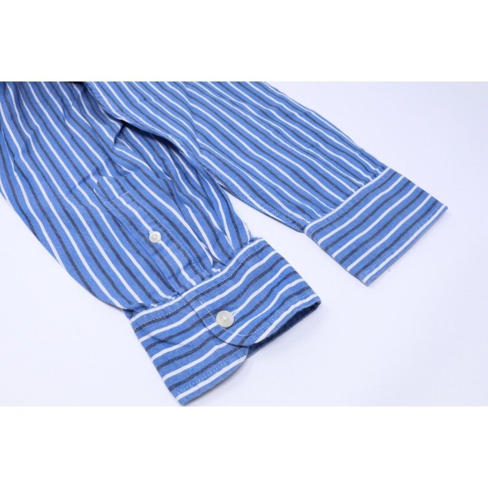 Chaps Large Dress Shirt Blue White Striped L Button Down Front Oxford Top LG VTG - Picture 7 of 11